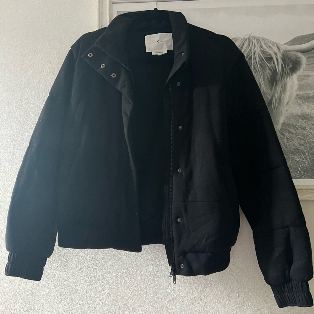 Black plush puffer